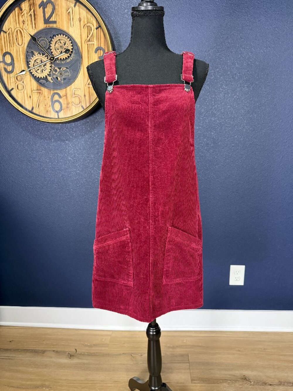 Altar'd State Burgundy Corduroy Overall Pinafore Dress | L